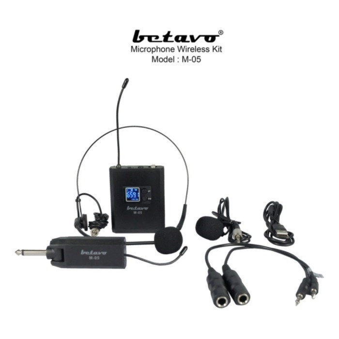 Microphone mic wireless Betavo Mic clip on headset bando wireless UHF