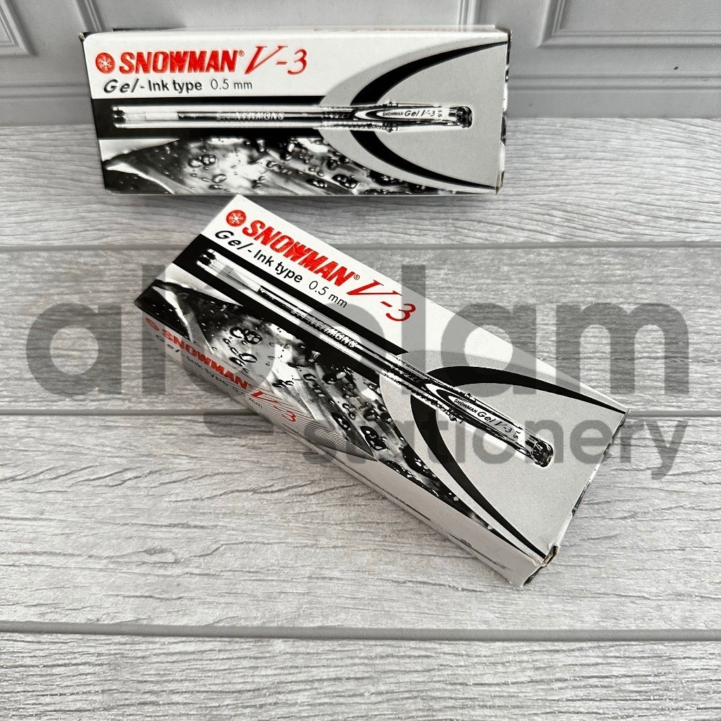 

SELUSIN ( 12 PCS ) Gel Ink Pen Snowman V3 Pulpen Gen Snowman V-3 0.5mm