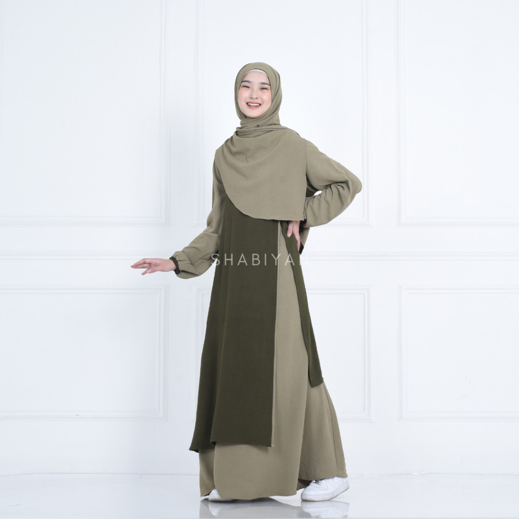 SHABIYAN 435 Gamis Remaja Dewasa Kombinasi 2 Warna | Syakila