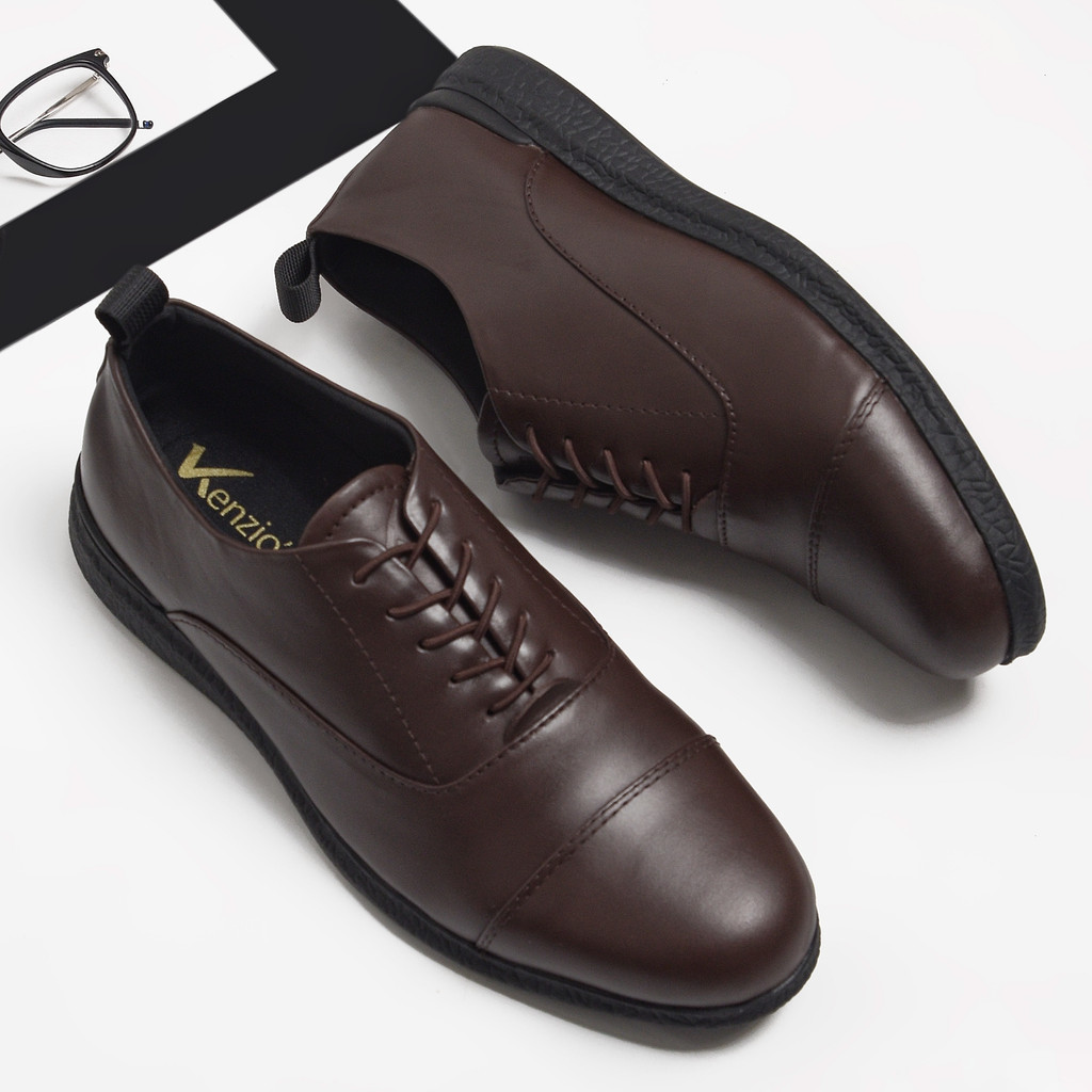 OXFORD BROWN 3.0 (KULIT ASLI) Sepatu Pantofel Pria Oxford Formal Shoes Kerja Kantor Original Kenzios