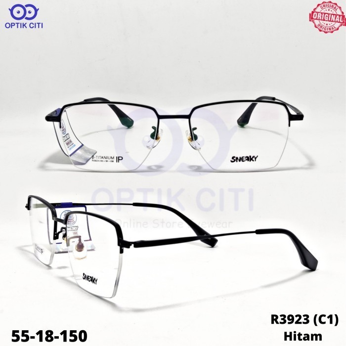 Frame Kacamata Half Frame Pria Wanita Titanium Sneaky Original 3923