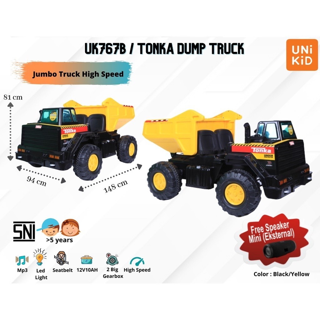 Mainan anak mobil aki truck tonka dump truk UNIKID  (UK767B)