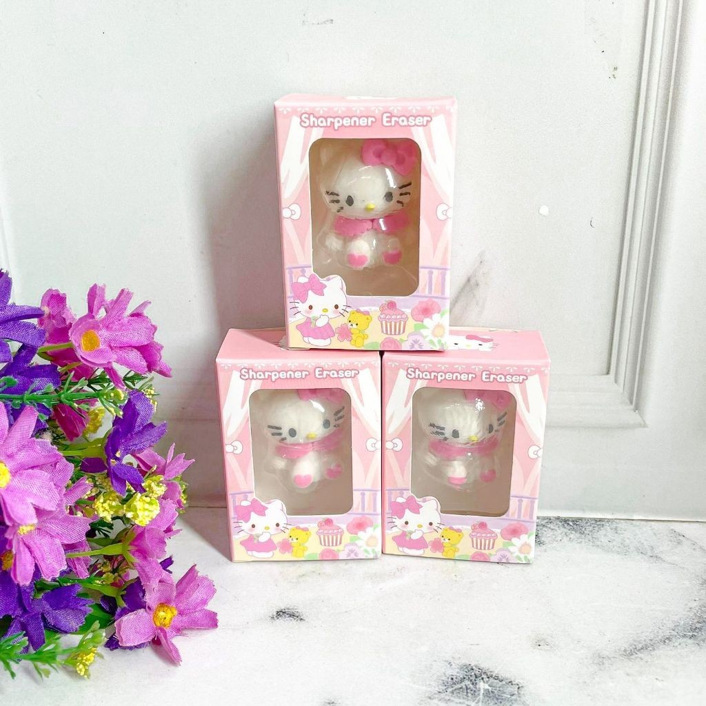 

Paket ATK Rautan + Penghapus Karakter Miniatur Sanrio Sanx Hello Kitty ER-1221 Pink Pastel Mini Cute Merchandise Souvenir ATK