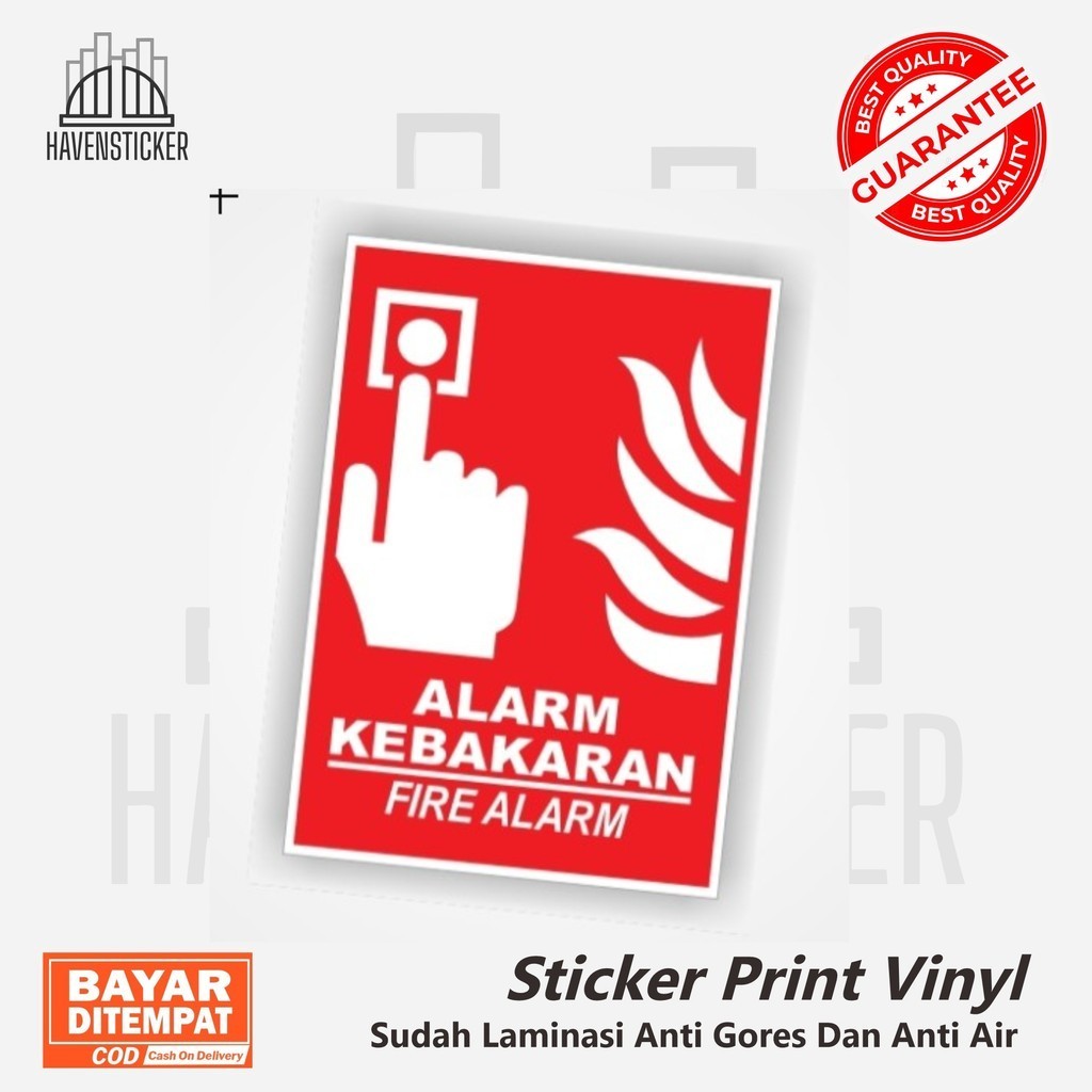 

Stiker print vinyl Sign Alarm Kebakaran/Label Stiker Tanda Alarm Kebakaran sticker anti air
