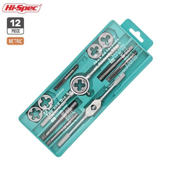 

PLGI Spec Pengukur Bulir Baut Whitworth Metric Screw Tap Die Set 12 PCS TCA01U