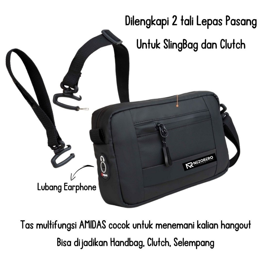 NEZORERO - Handbag Multifungsi Tas Pria Waterproof Anti Air Slingbag Handbag Clutch Pouch Bag Tas HP