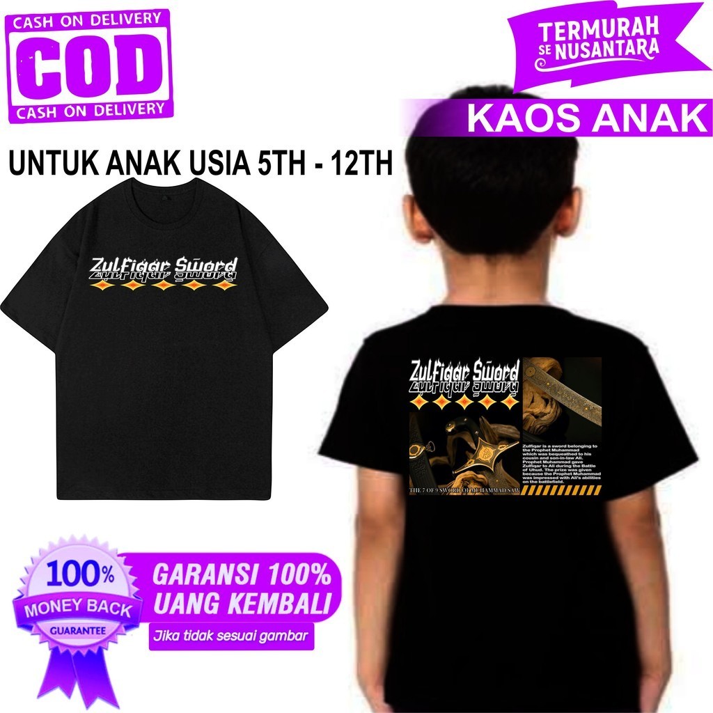 Kaos Dakwah Islam anak ZULFIKAR  Dekengan Pusat Kaos Muslim dan Sahabat Nabi