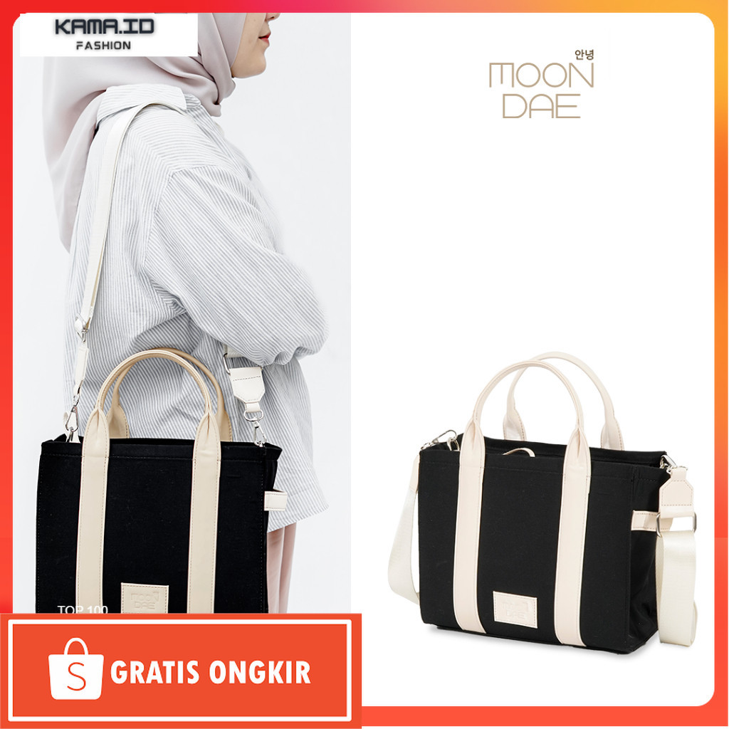 SlingBag Terkini / Moon Dae - Tas Selempang Kanvas Wanita Sling Bag Bahan Kanvas korea Premium Tas W