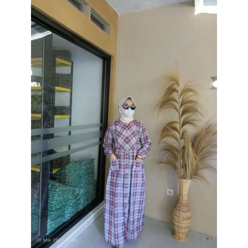 TEMPAT  PROMO MURAH gamis katun triset homemade/Gamis kotak/Gamis salur terbaru/triset terbaru