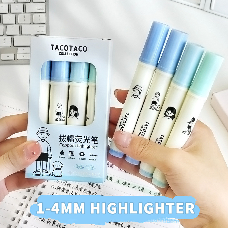 

1 SET ISI 4 HIGHLIGHTER WARNA PASTEL TERANG/1-4MM Highlighter -Miss Art