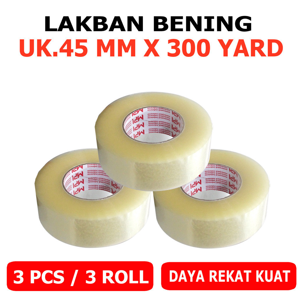 

Super Hemat 3 PCS - Lakban Bening JUMBO MPI 45 mm x 300 yard - Lakban Packing