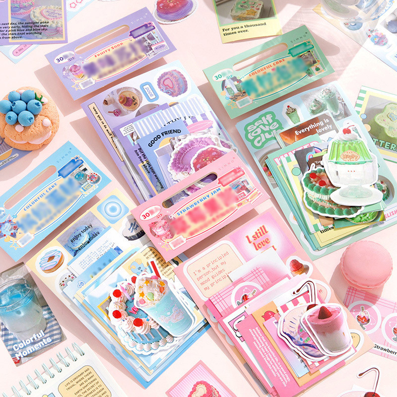 

30PCS Stiker Makanan Penutup Merah Muda Lucu Stiker Dekorasi Kartu Album Cocok untuk Dekorasi Scrapbook-GS