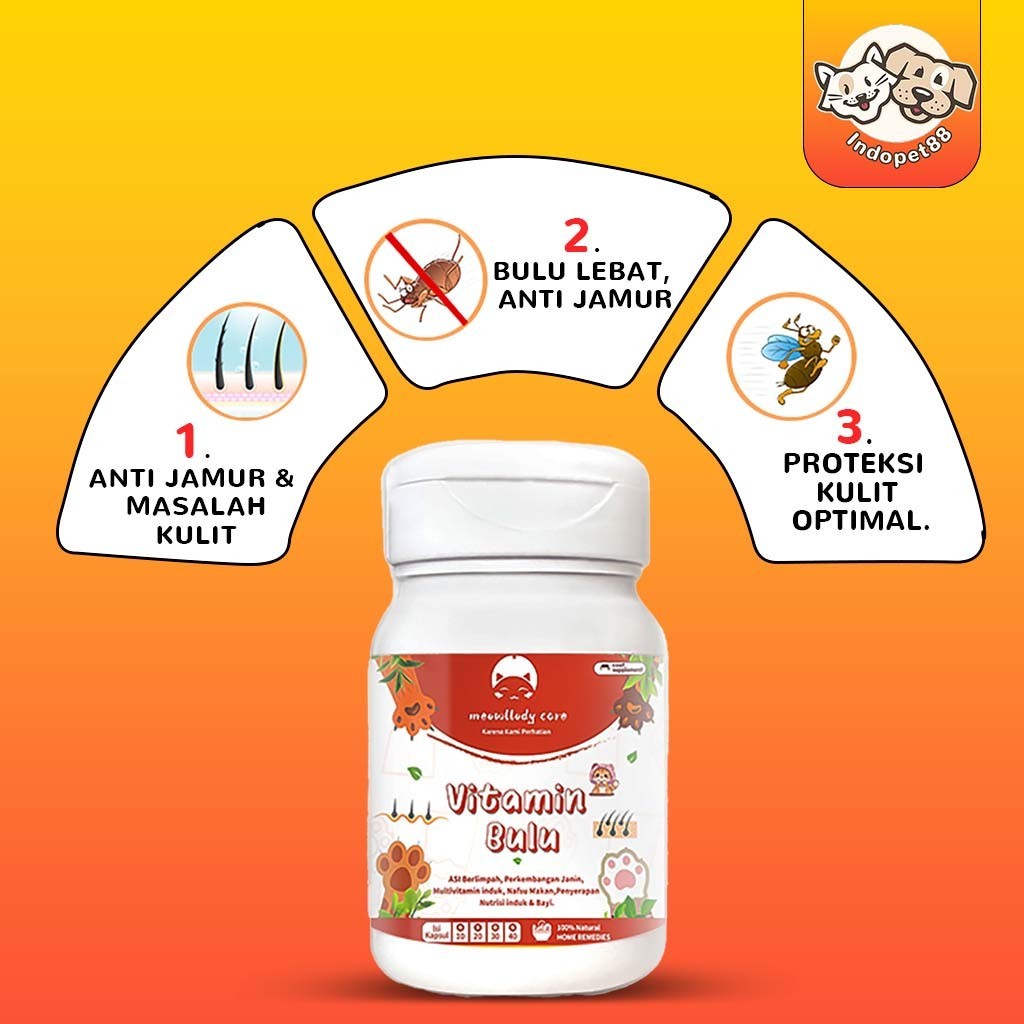 Vitamin Kucing 14-40kaps BULU untuk Bulu Bulu Bulu Rontok prebiotik kucing vitamin untuk anjing