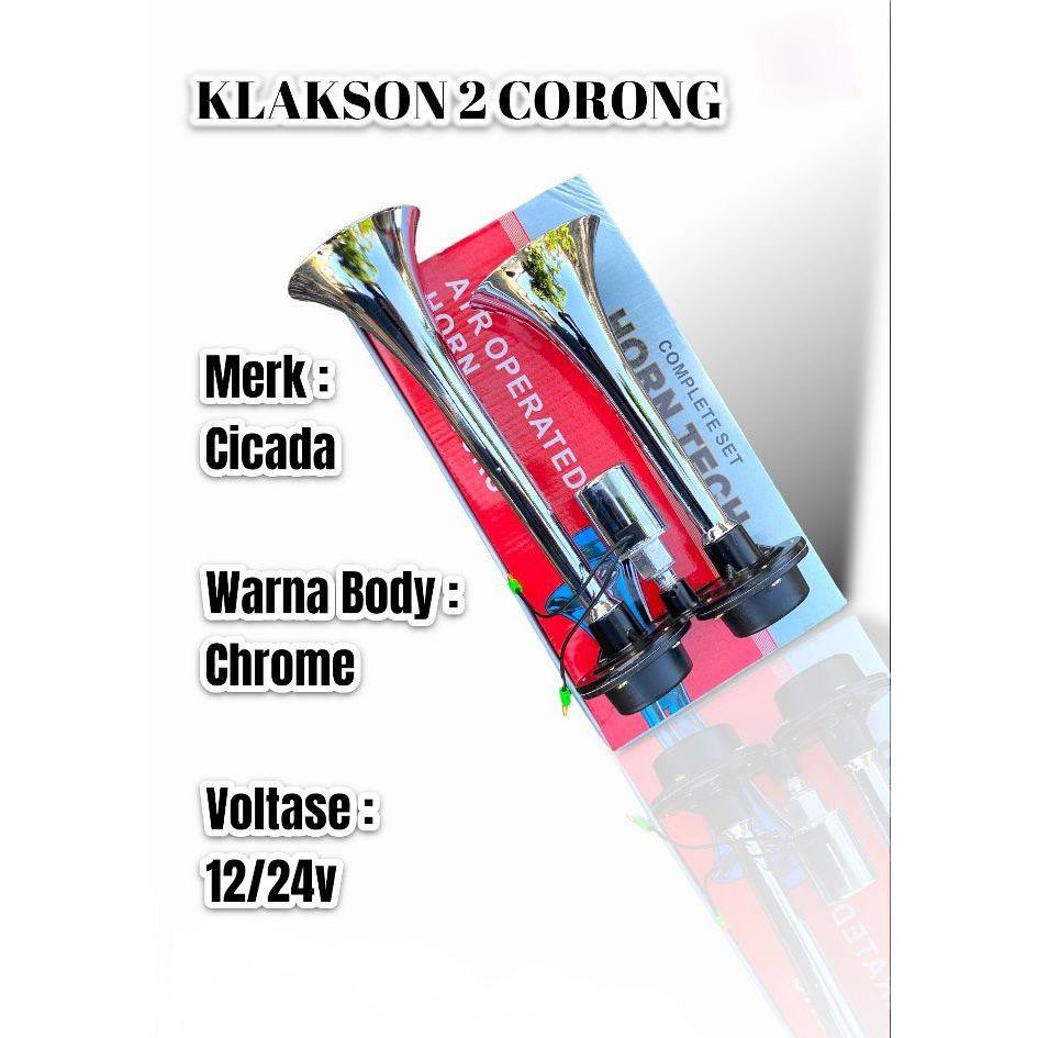 KLAKSON 2 CORONG | KLAKSON 2 TEROMPET  CICADA 12V/24V | KLAKSON ANGIN TRUK MOBIL BUS
