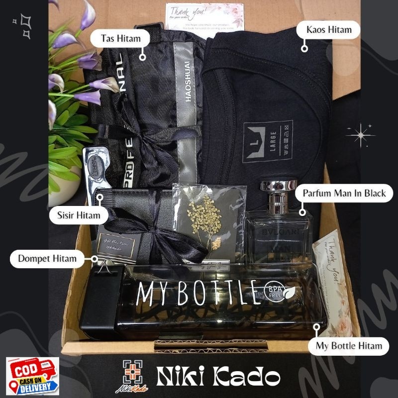 Hampers cowok / gift box hitam / kado ulang tahun / hampers wisuda spesial