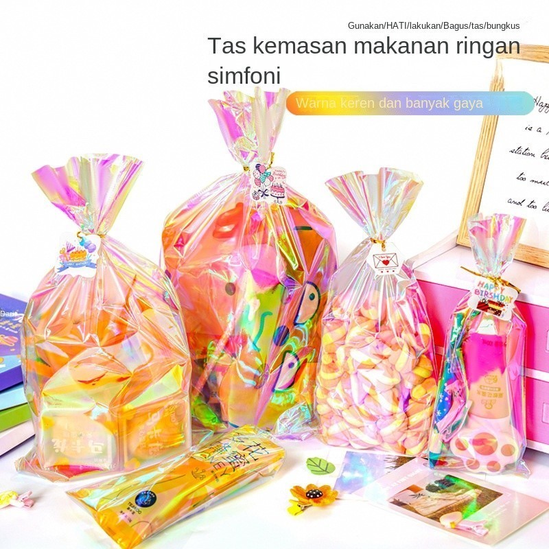 

(Instan) [ ISI 50PCS ] Plastik Ultah Ulang Tahun Rainbow Plastik Opp Kado Gift Warp Goodie Bag Souvenir Plastik Kemasan Permen biskuit Metalik