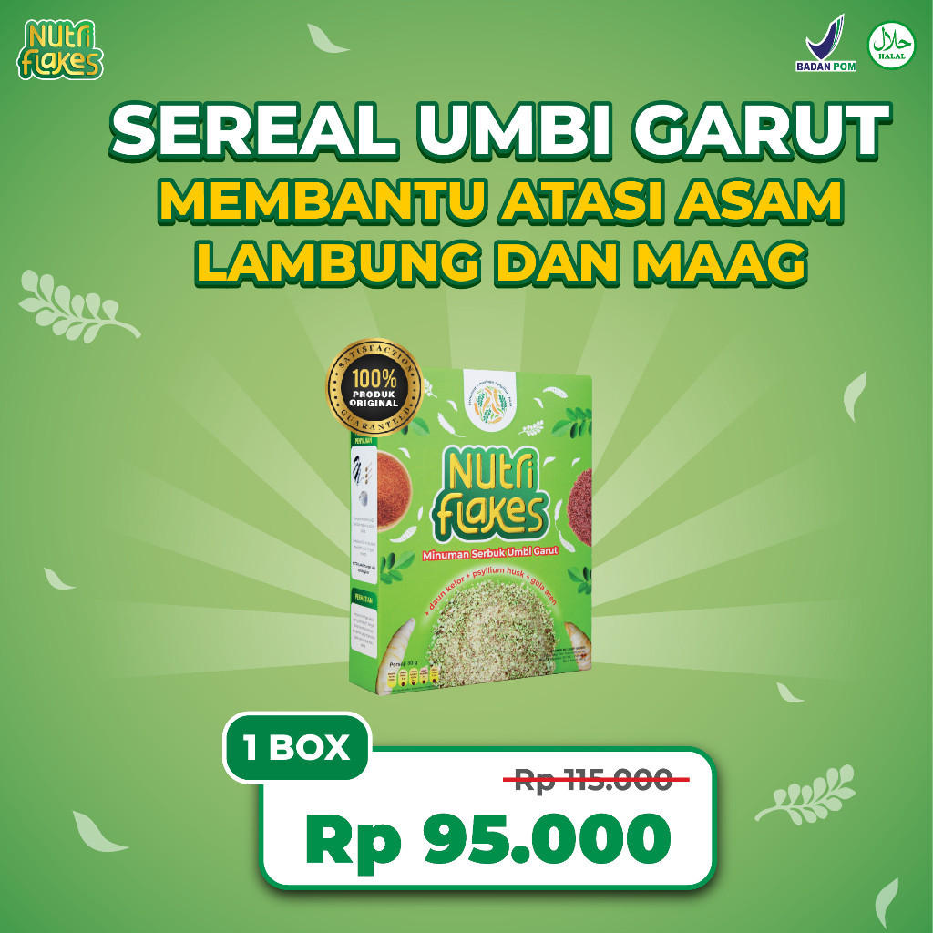 

NUTRIFLAKES Sereal Umbi Garut Atasi Asam Lambung Secara Alami Tanpa Efek Samping 1 Box