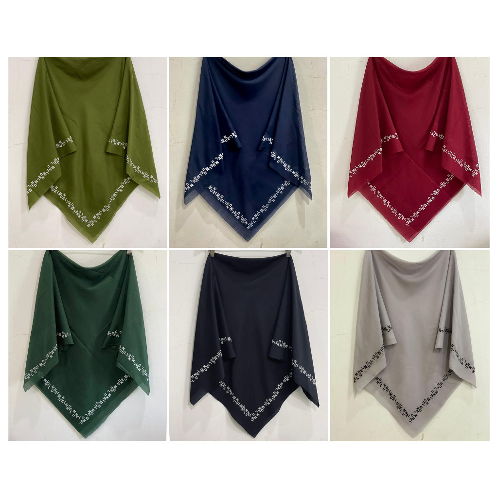 Hijab / Kerudung Segiempat Voal Premium Motif Munel Ukuran Standar Monel