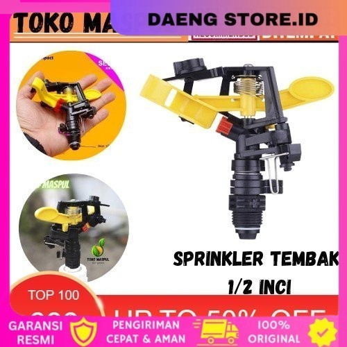 Impact Sprinkler Springkler tembak Putar Taman/Kebun 1/2″ Penyiraman kincir air-COD