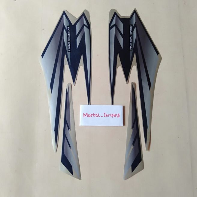 STIKER STRIPING & LIS BODY MOTOR RX KING TAHUN 2002 TANGKI GOLD CORAK HITAM SILVER STANDAR