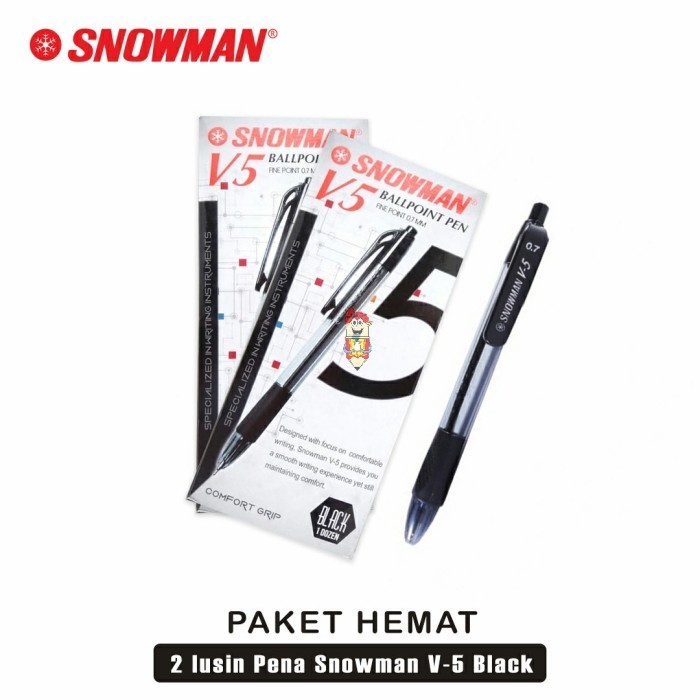 

TX PAKET Pulpen Snowman V5 - Black [ 2 lusin ]
