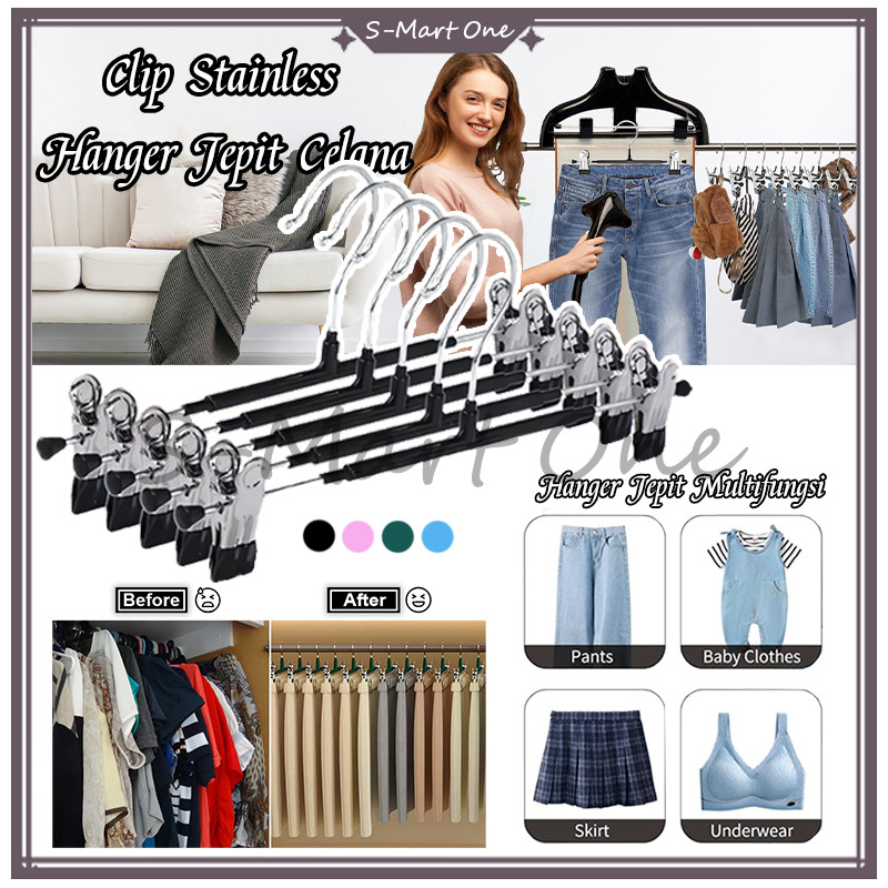 Hanger Jepit Bahan / Hanger Jepit Multifungsi/Hanger Gantungan Jepit Celana Kawat Besi Plastik /Hang