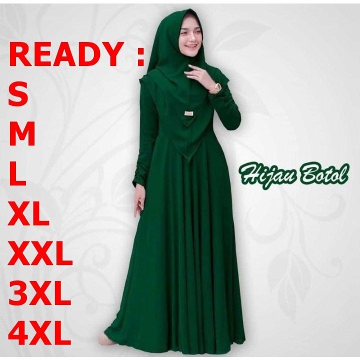 Kem_Store [ REALPICT ] - Baju Syari FREE HIJAB / Mayra Set Syari / Gamis Plus Kerudung / Syari Penga