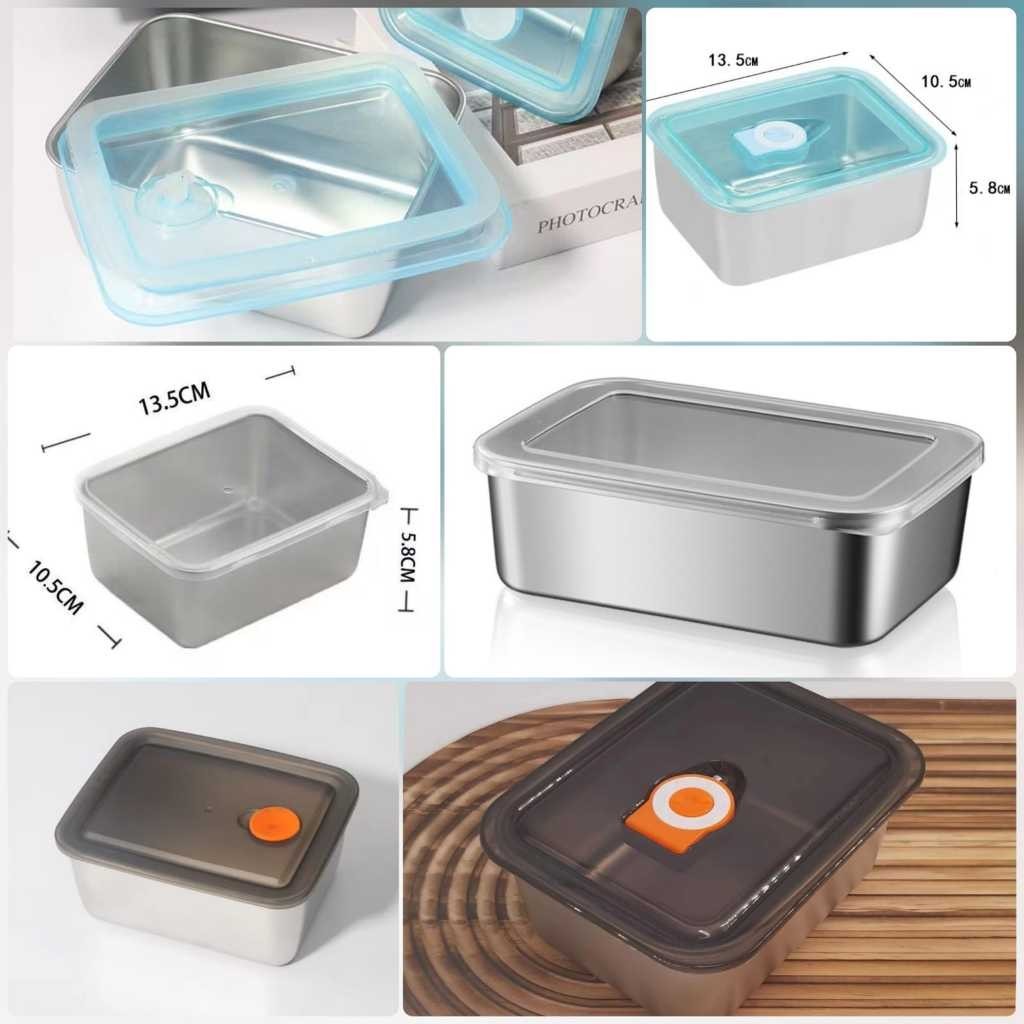Kotak makanan toples stainless penutup katup kotak simpan makanan freezer lunch box