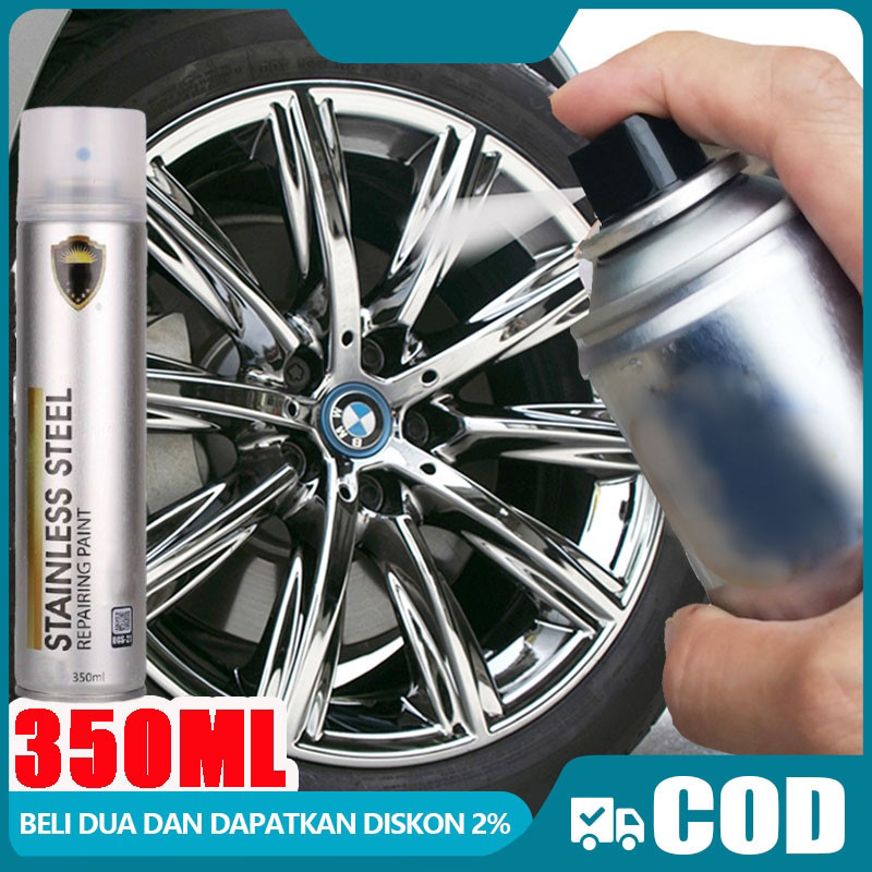 COD Cat semprot chrome 350ml warna chrome Krum cat logam mobil stainless steel chrome Sapporo cat