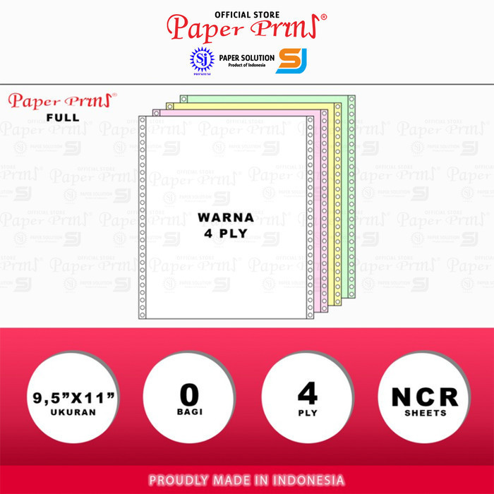 

✨BISA COD✨ -Paperpryns Kertas Continuous Form Full 4PLY NCR 9,5" x 11