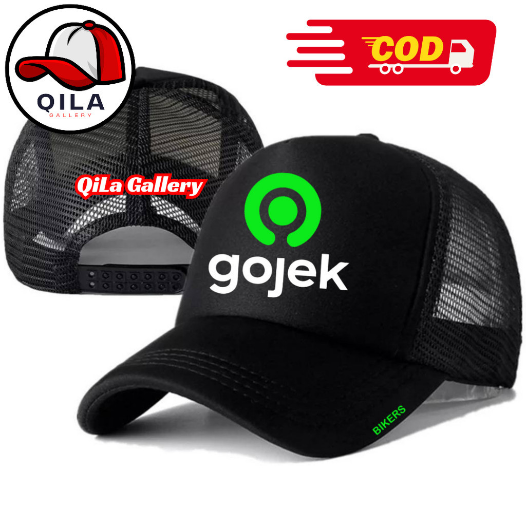 QiLa Gallery Topi Trucker GOJEK - Topi Distro GOJEK Logo - Topi OJOL GOJEK Premium - Topi Pria Dewas