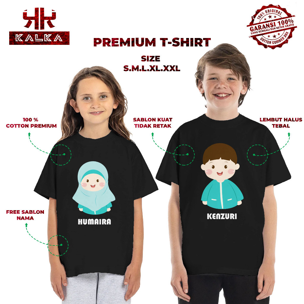 Baju Kaos Anak Muslim Sablon Nama Sendiri Atasan T Shirt Anak Muslimah