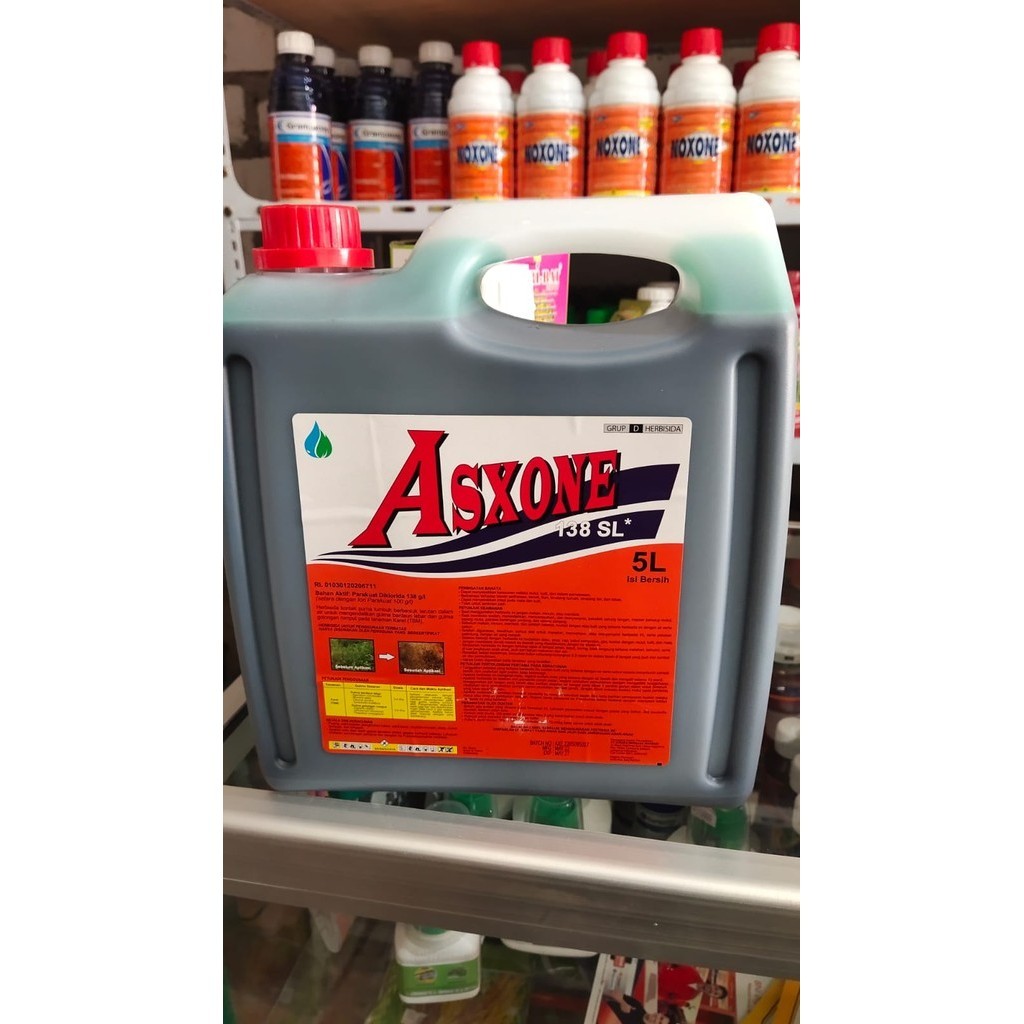 HERBISIDA KONTAK PEMBASMI RUMPUT ASXONE 138 SL PARAKUAT Kemasan 5 liter di ladang sawah tegal anda s