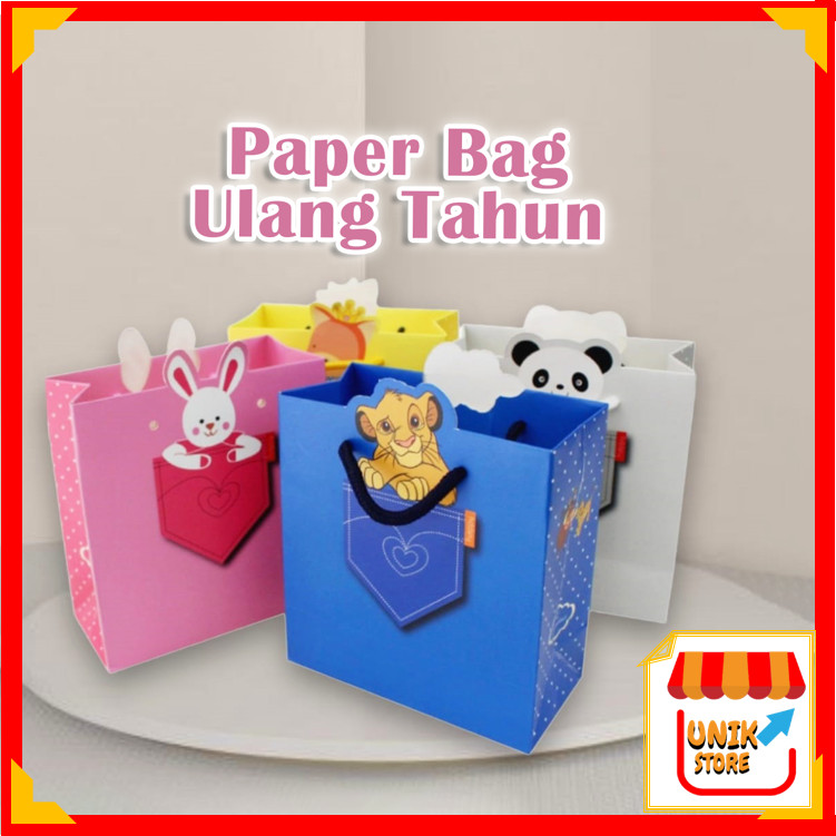 

UNIK - 1202 Paper Bag Souvenir Ulang Tahun / Kantong Kado Motif Animal / Goodie Bag / Tas Kado