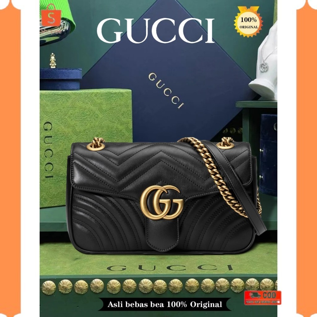 ✨COD✨ -100%  GUCCI Tas tangan super mini seri GG Marmont Tas Selempang & Bahu Wanita  Bag Tas bahu k