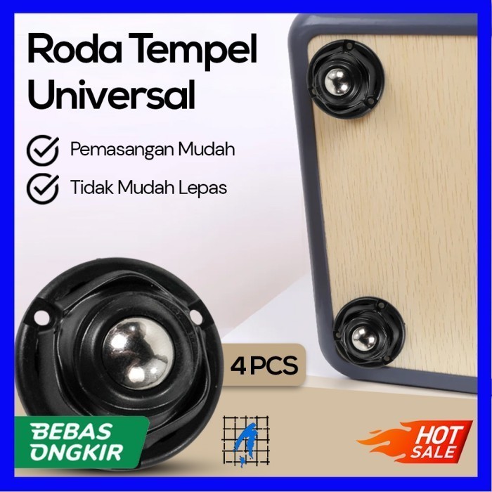 Roda Tempel Furniture Universal Roller Meja Lemari Kabinet 4PCS