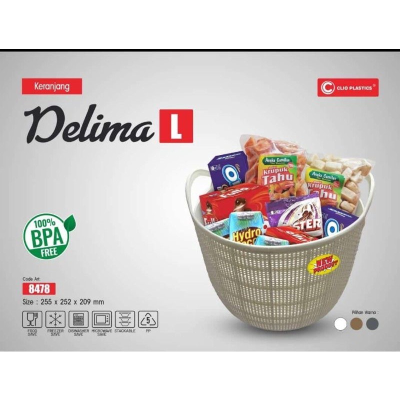 keranjang anyaman plastik rottan delima L clio / keranjang delima L/ keranjang penyimpanan