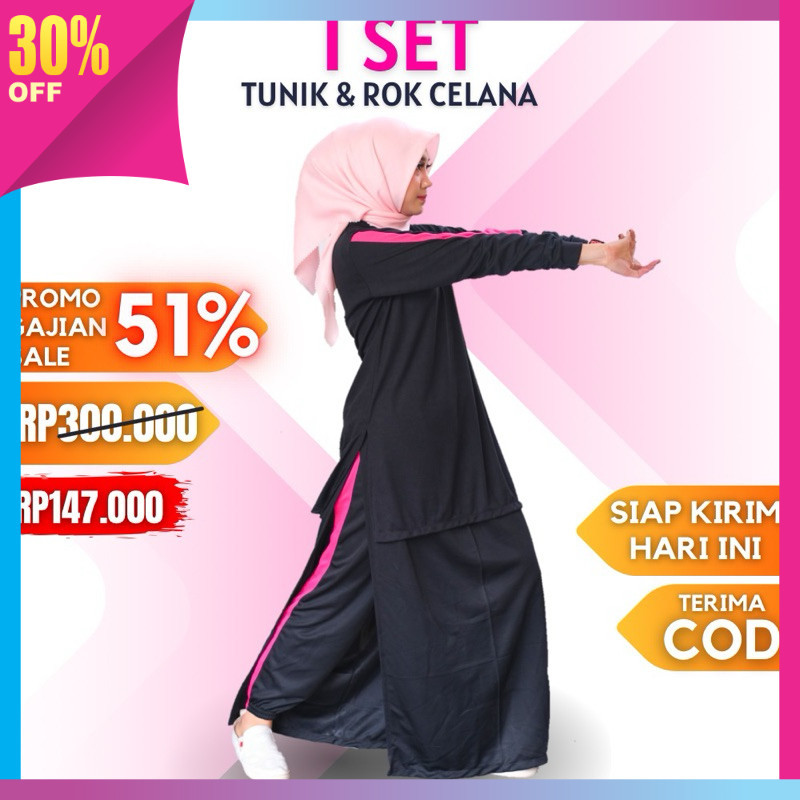 Pakaian Olahraga Murah Kekinian Keren Style Korea Terbaru / Baju Setelan Olahraga Muslimah Jumbo AIS