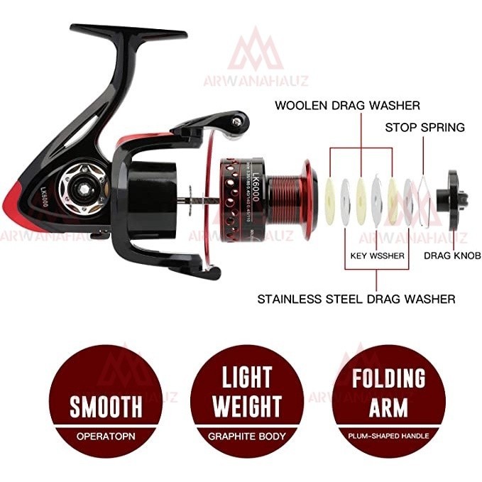 BIG PROMO reel pancing besi 30kg drag Metal Front Drag Menangani Kumparan Air Asin Memancing Gear
