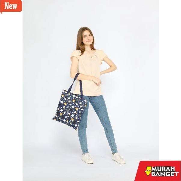 tas jinjing wanita Tas totebag selempang wanita resleting kanvas aesthetic kuliah besar kain tebal k