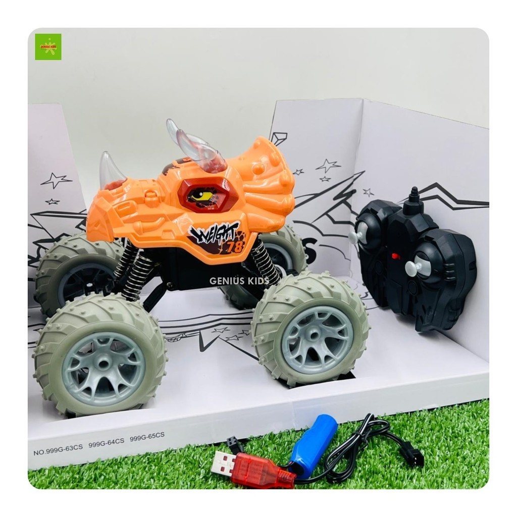 Geniuskids Mainan Mobil Dinosaurus Besar Offroad Remote Control Baterai Cas