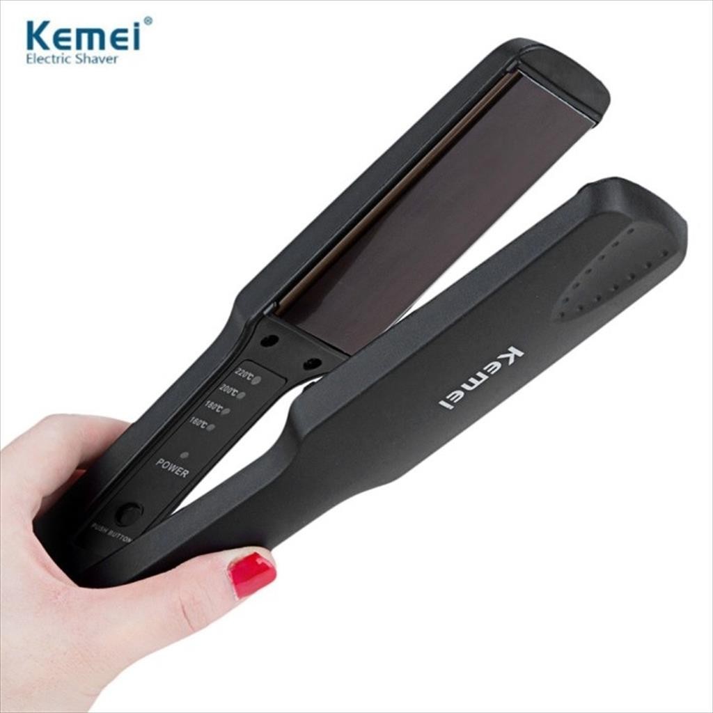 Kemei alat Catok pengeriting Rambut pelurus poni Ceramic Heating Plate salon KM-329 - Black