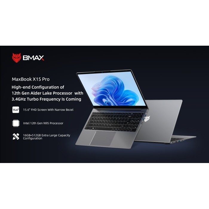 BMAX X15 Pro 15.6" 16GB RAM 512GB SSD Intel N95 CPU Windows 11 Notebook 1920*1080 Dual Wifi USB PC l