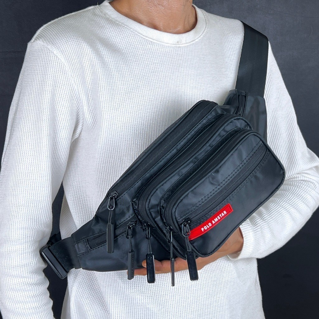 POLO AMSTAR Tas Selempang Pria Waistbag Slingbag Parasut Tas Pinggang Cowok