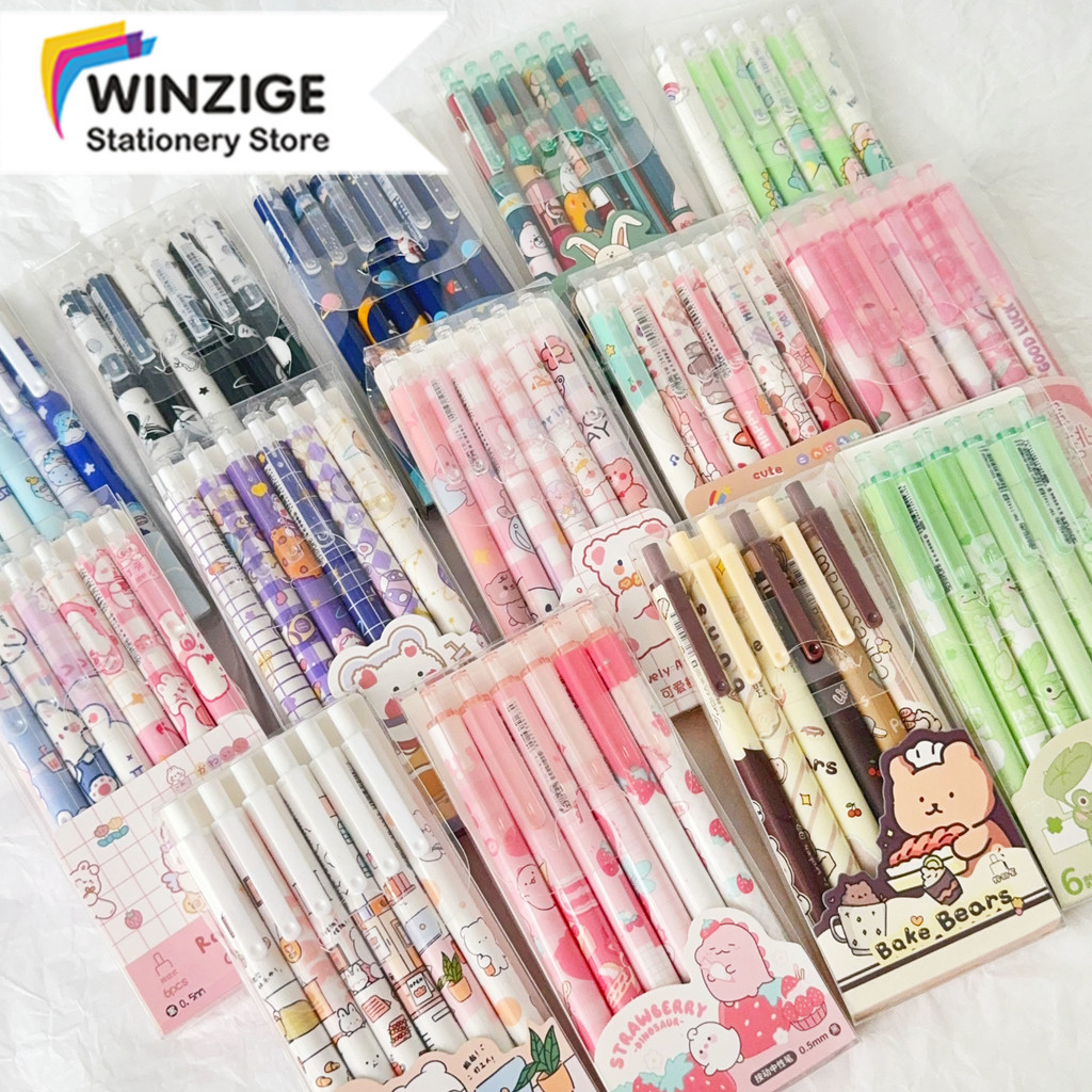 

Winzige 6pcs pulpen gel set 0.5mm pena pen lucu pulpen aesthetic gel pen pulpen 1 pack mekanik pulpen tinta hitam alat tulis stationery bulpen bolpen