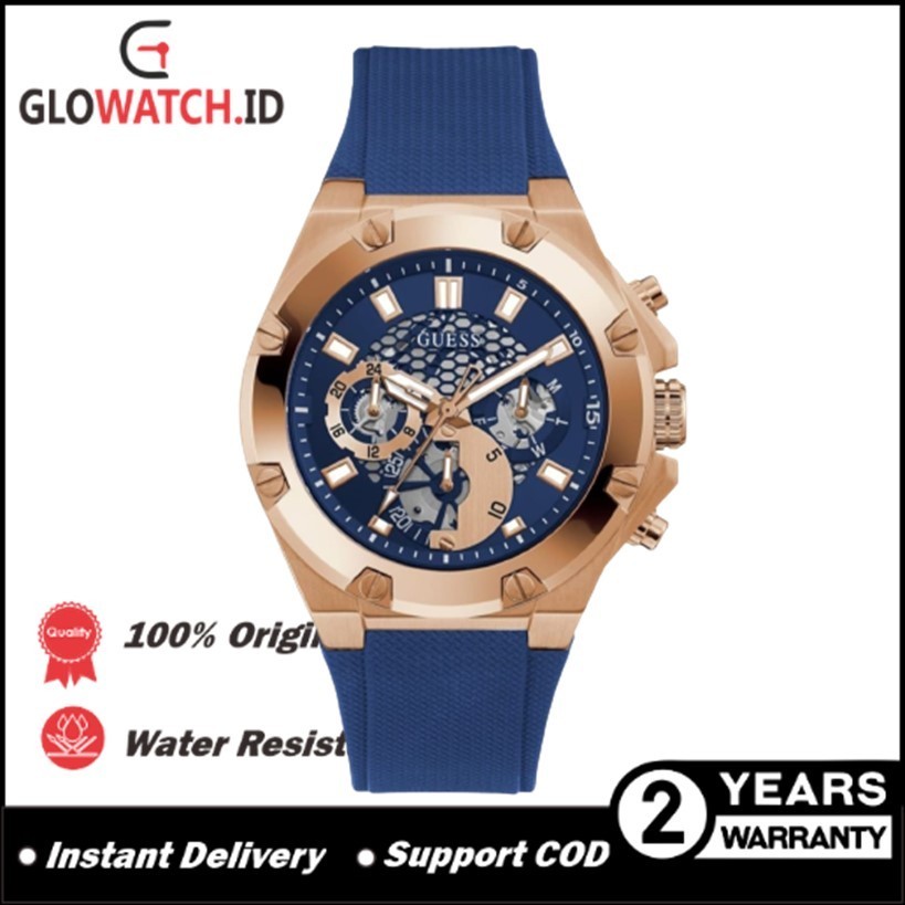 [Promo] Jam Tangan Pria Guess GW0334G3 Third Gear Dual Tone Dial Blue Silicone Strap Original (Garan