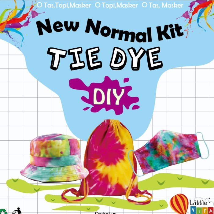 *BISA COD* Kids Tie Dye kit DIY / Tie Dye Kit anak DIY masker, topi, tas serut  Tas + masker TERLARI