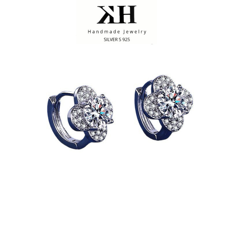 KH Jewelry - Anting Moissanite GRA ORI Anting berlian asli Perak Klasik dan elegan Wanita anting  KH