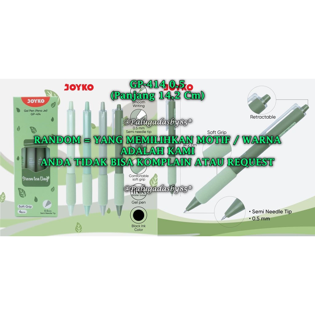 

(1 Pak Isi 4 Pcs) GROSIR Gelpen JOYKO GP-414 0.5 Hitam / Gel Pen Pulpen Pena Joyko GP-414 (1 Pak/4)