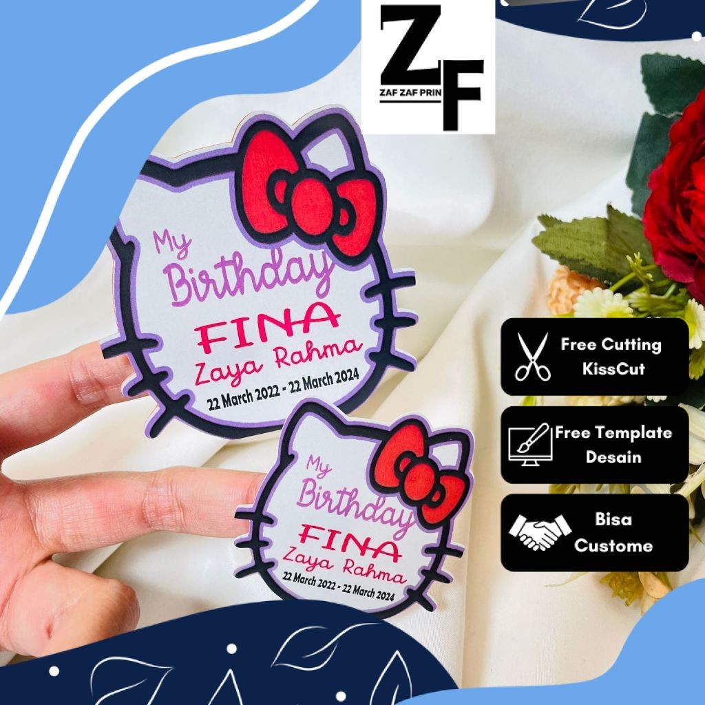 

ZAF 9-15 Sticker Karakter Ulang Tahun Anak Stiker Label Hampers Ultah Birthday Bentuk Custom